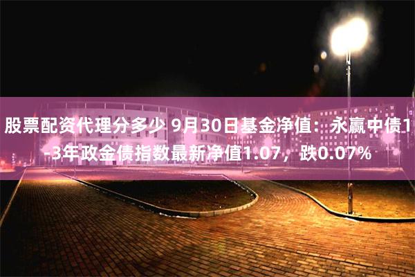 股票配资代理分多少 9月30日基金净值：永赢中债1-3年政金债指数最新净值1.07，跌0.07%