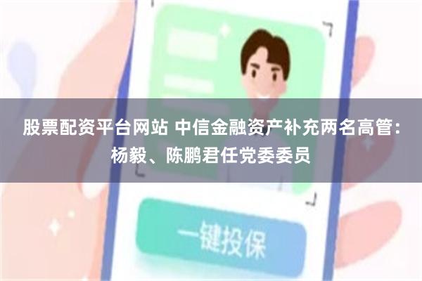 股票配资平台网站 中信金融资产补充两名高管：杨毅、陈鹏君任党委委员