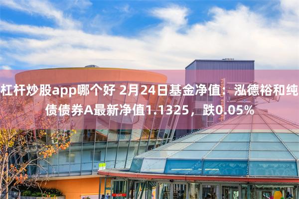 杠杆炒股app哪个好 2月24日基金净值：泓德裕和纯债债券A最新净值1.1325，跌0.05%